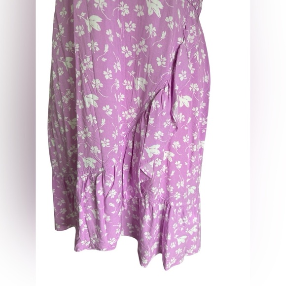 J.CREW Womens Pink Floral Short Sleeve V-Neck Wrap Dress with Ruffle Size 14 - Picture 4 of 9